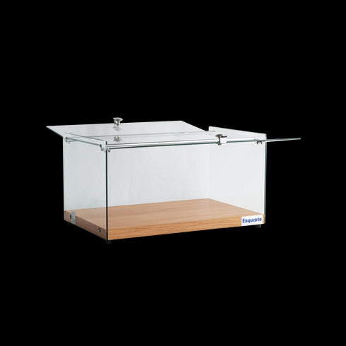 Exquisite One Tier Flat Glass Ambient Cake Display - Woodgrain Black - CD35-B